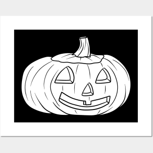 Halloween Jack O' Lantern White Silhouette Posters and Art